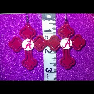 Alabama Tide Crimson Cutout Cross A Logo Earrings